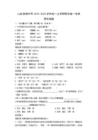 2023-2024学年山东省德州市高一(上)期末统一考试语文试卷（解析版）