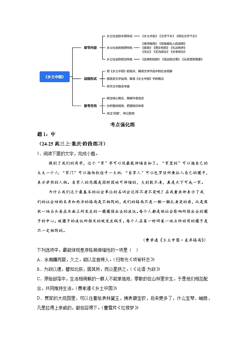 整本书阅读检-考点一乡土中国（难点）-2025年高考语文一轮备考考点专练第2页