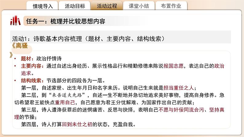 高中语文人教统编版选择性必修下册第一单元《氓》《离骚》比较阅读  课件第5页