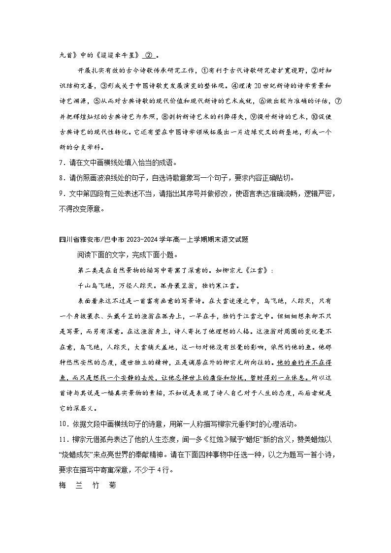 2024-2025学年高一上学期语文期末复习考点专练-语言文字运用之句式选用与变换第3页
