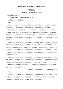 四川省内江市威远中学校2024-2025学年高三上学期期中考试语文试题 含解析