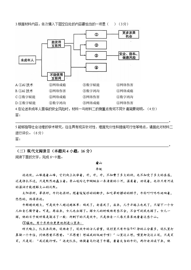 湖北省武汉市江岸区2024-2025学年高三上学期11月调考语文试卷 含答案第3页