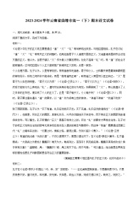 2023-2024学年云南省曲靖市高一（下）期末语文试卷（含详细答案解析）