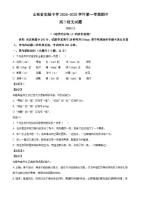 山东省济南市市中区山东省实验中学2024-2025学年高二上学期11月期中考试语文试题