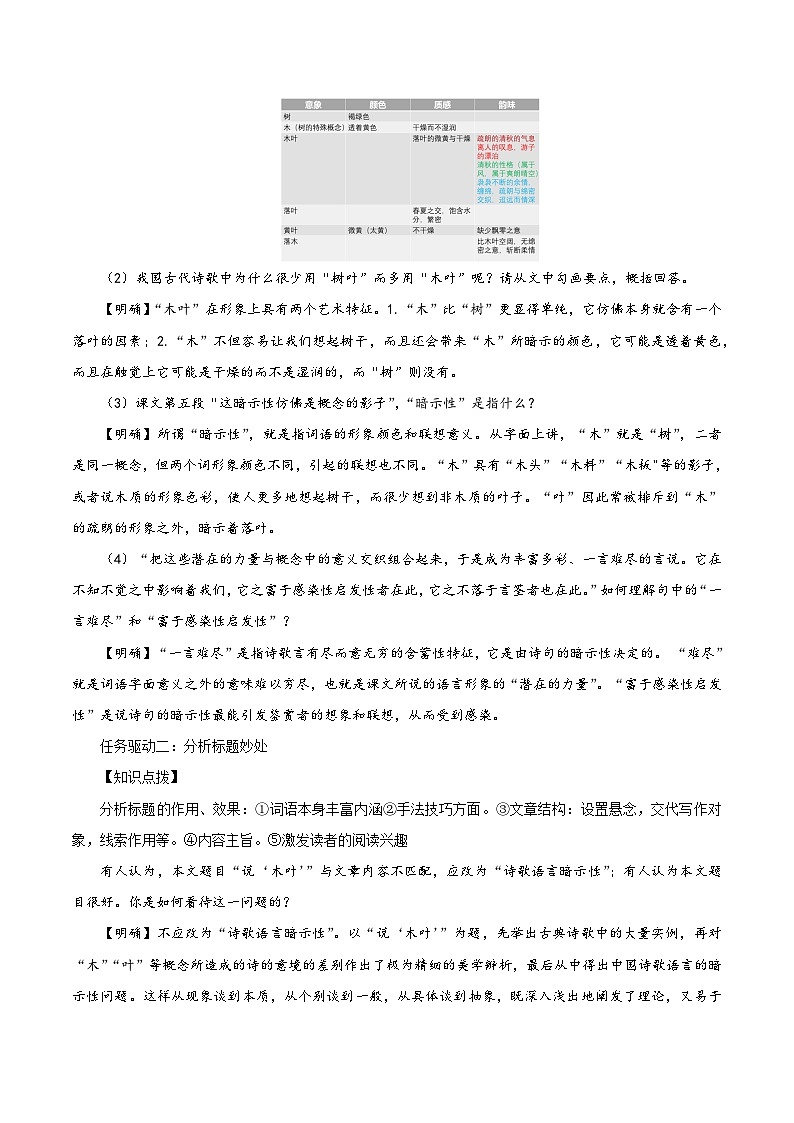 高中语文人教统编版必修下册 《说“木叶”》教学设计第3页