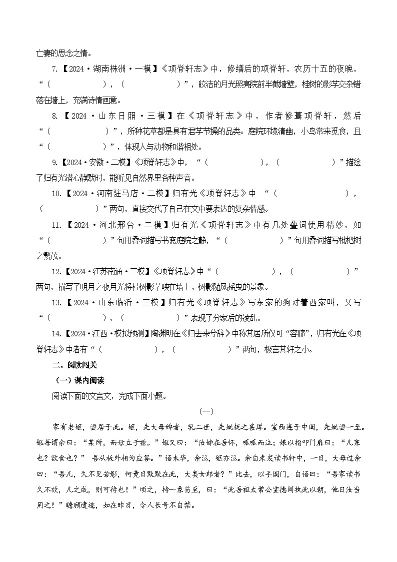 第10篇《项脊轩志》（学生版）2025年新高考语文60篇古诗文必背篇目默写+阅读拓展第3页