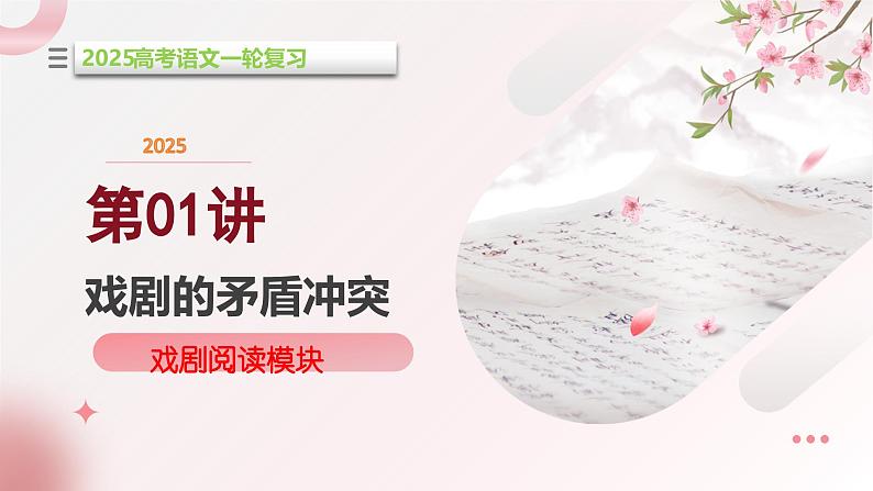 第01课 戏剧的矛盾冲突（课件）-2025年高考语文一轮复习（新教材新高考）第1页