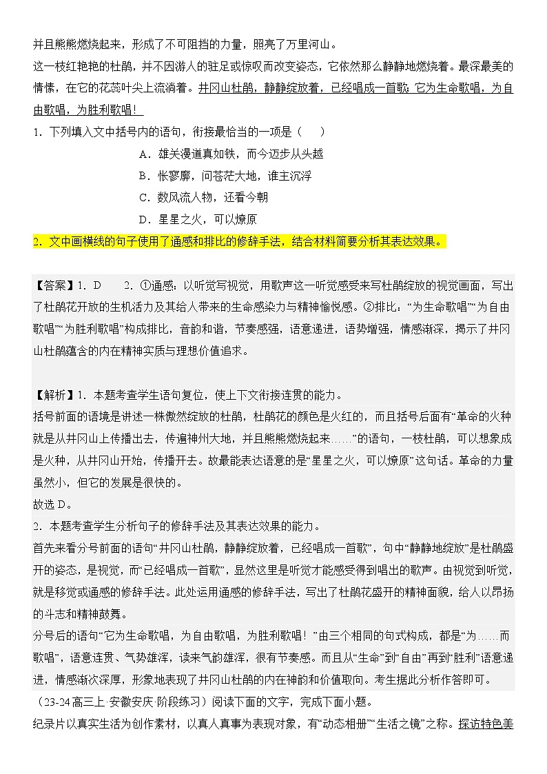 解密23 语言文字运用（中）（分层训练）（解析版）第2页