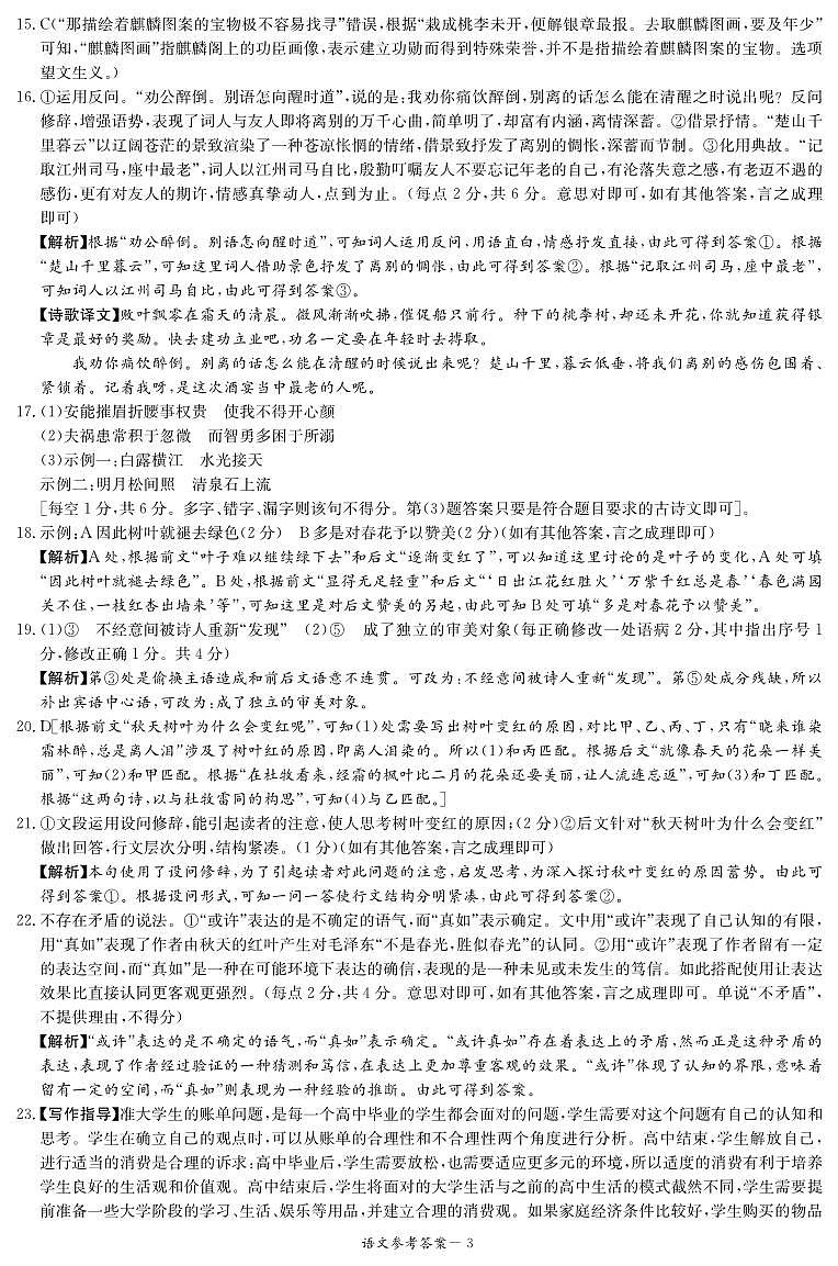语文丨湖南省炎德英才名校联考联合体2025届高三12月第四次联考语文试卷及答案第3页
