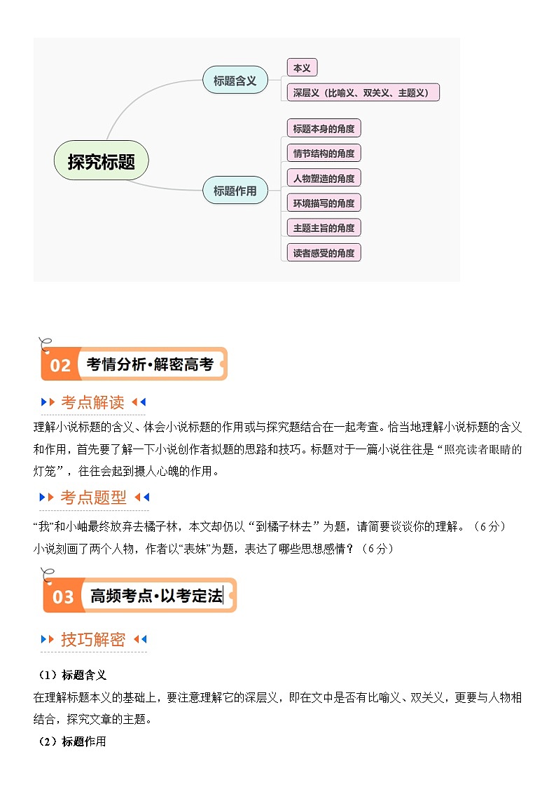 解密08 文学类文本阅读小说之综合探究分析（讲义）（原卷版）第2页