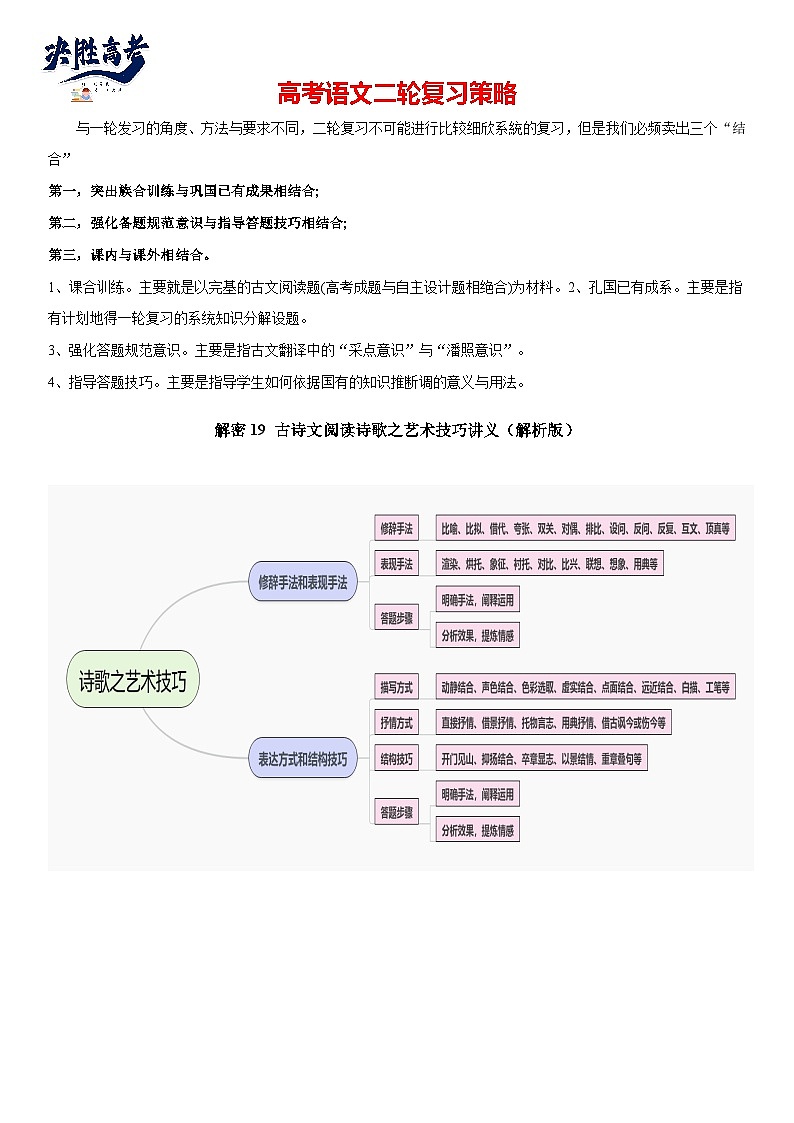 解密19 古诗文阅读诗歌之艺术技巧（讲义）（解析版）第1页