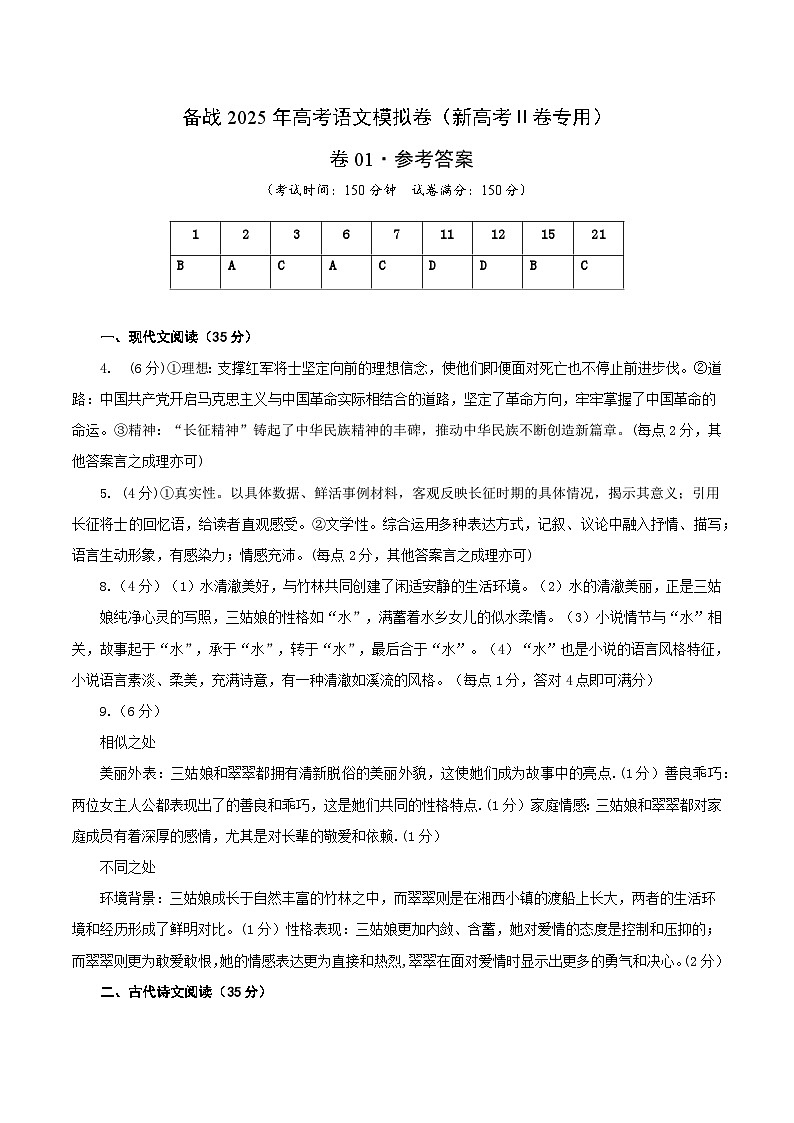 01（新高考Ⅱ卷专用）（参考答案）第1页