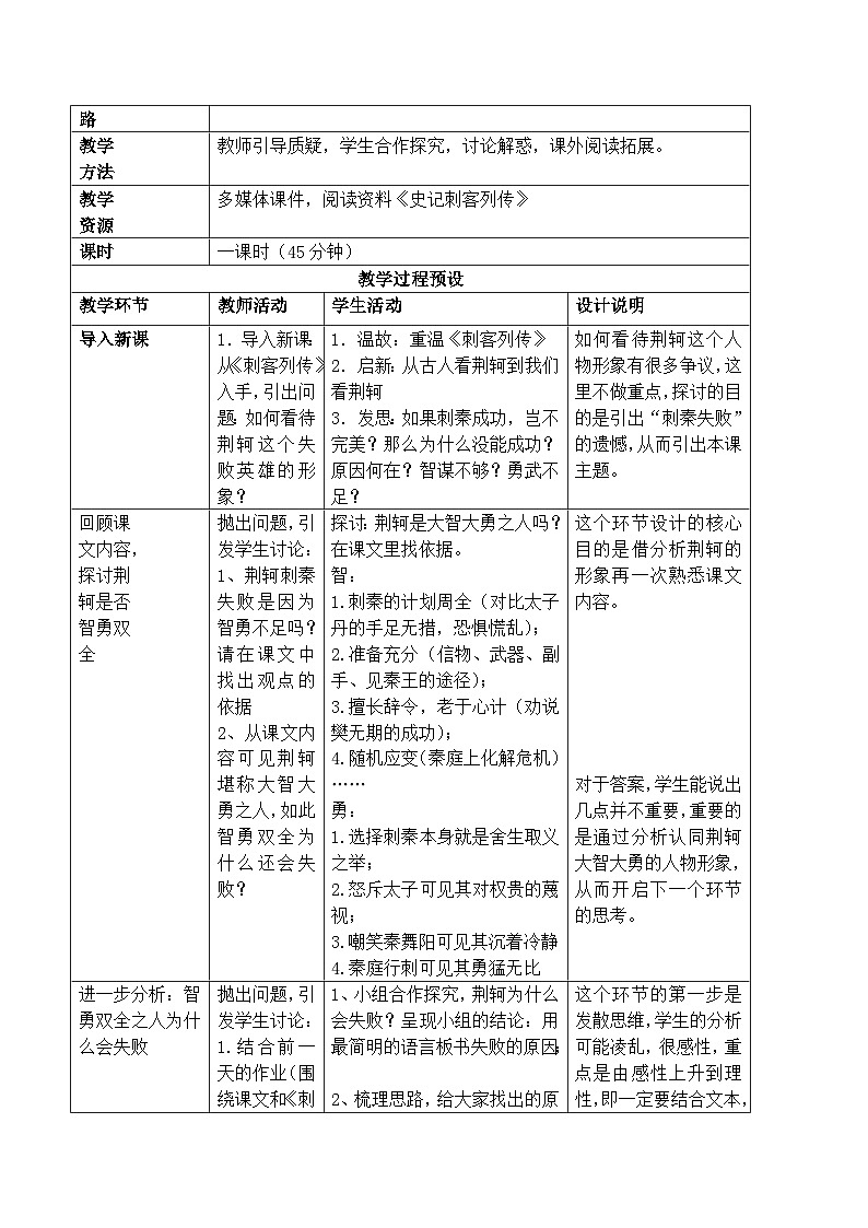 《荆轲刺秦王》名师教案2第2页