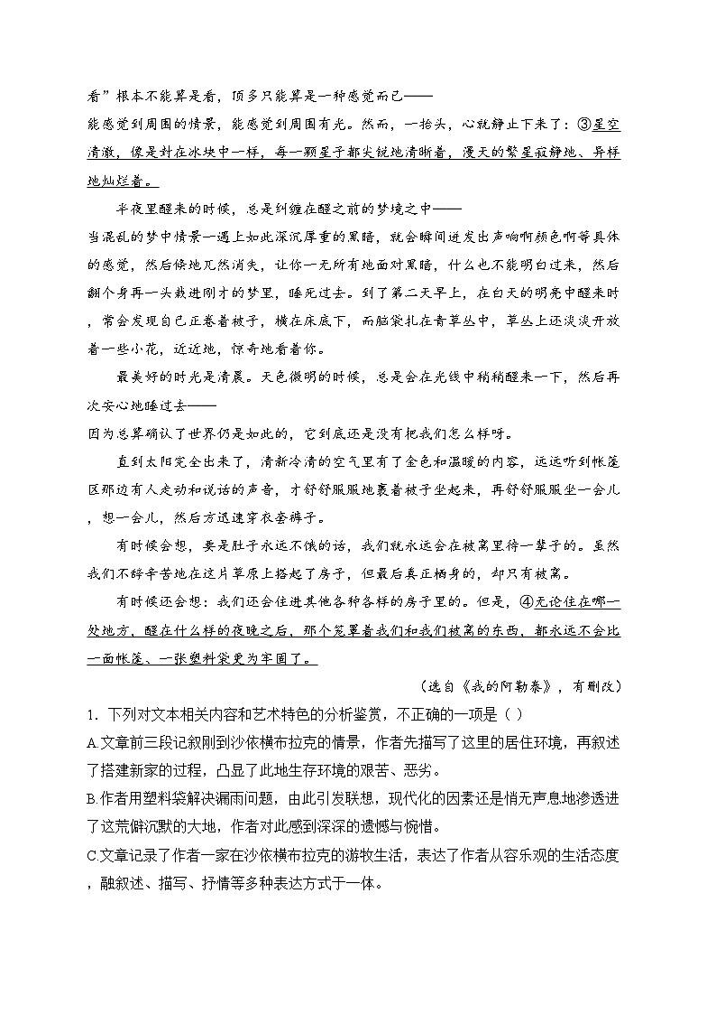 新蔡县第一高级中学2025届高三上学期12月月考语文试卷(含答案)第3页