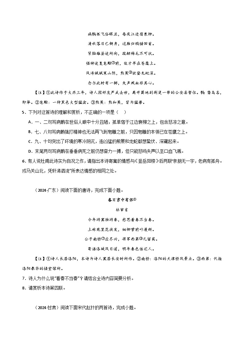 专题09 古诗鉴赏阅读（原卷版）第3页