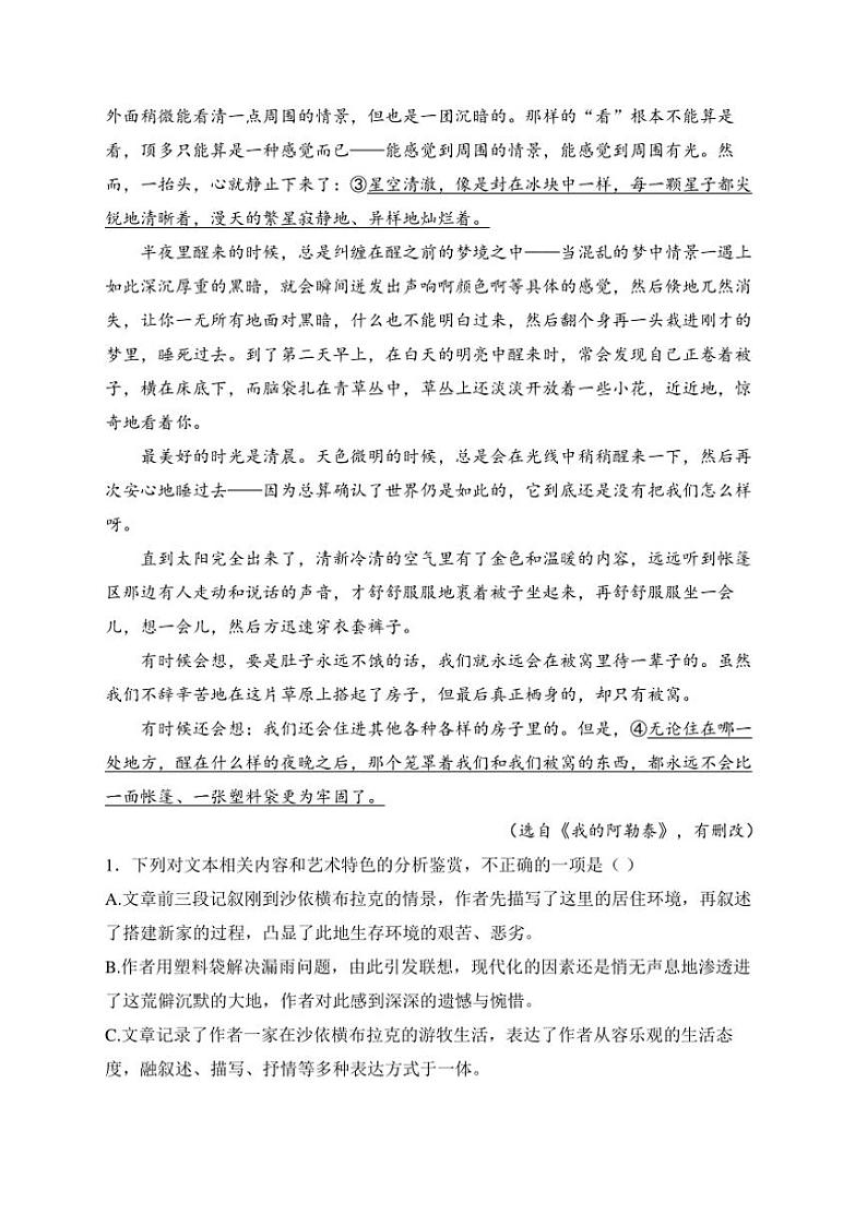 2025届河南省驻马店市新蔡县第一高级中学高三(上)12月月考语文试卷(含答案)第3页