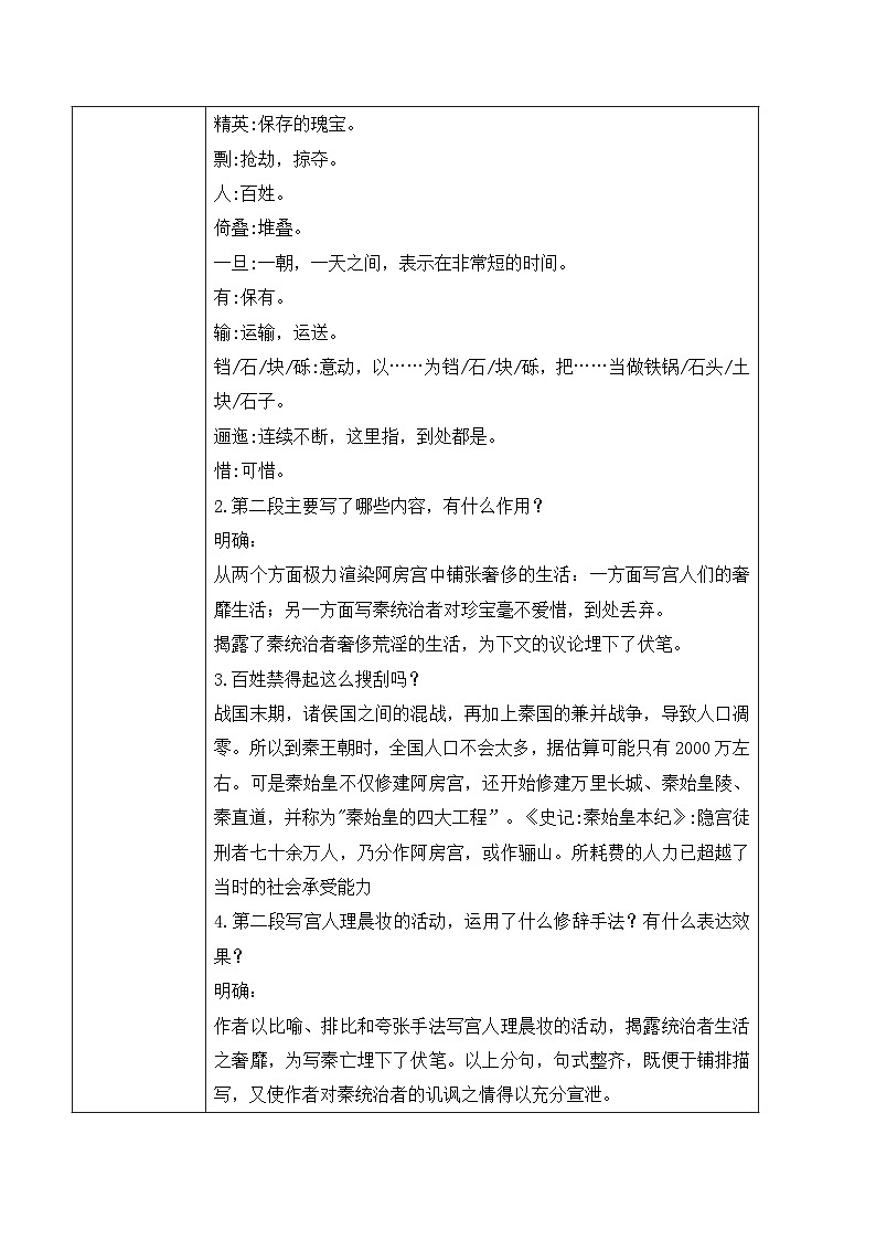 统编版高中语文必修下册 第八单元第五节《阿房宫赋》第二课时教案第3页