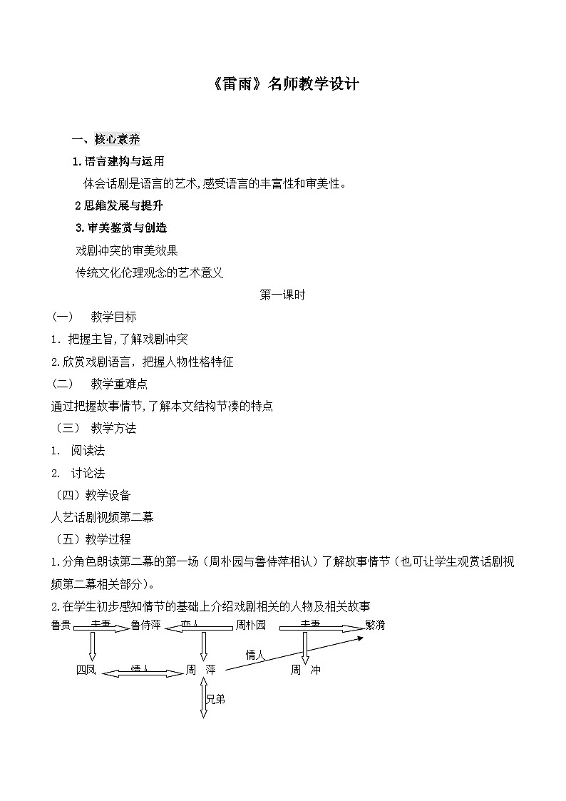 《雷雨》名师教学设计（2课时）第1页