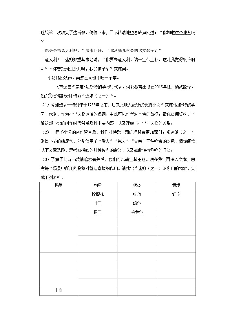 高中语文人教部编版选择性必修中册 同步分层作业13.1 迷娘(之一)（含答案）第3页