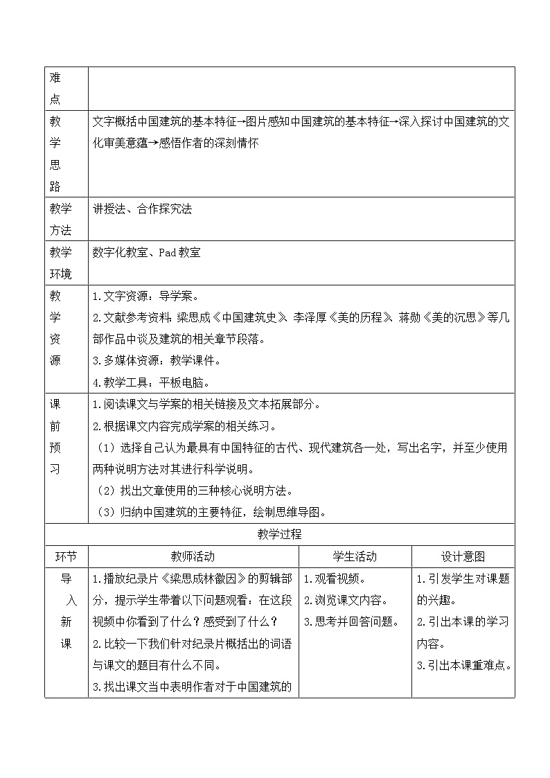 高中 语文 人教版 (新课标)  必修五《中国建筑的特征》名师教案第2页