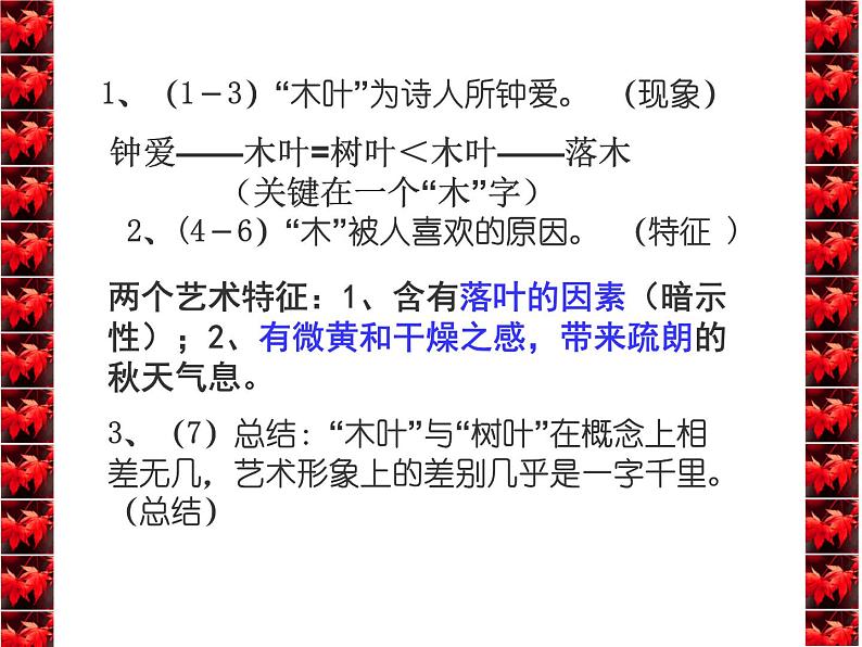 高中 语文 人教版 (新课标)  必修五《说“木叶”》参考课件第8页