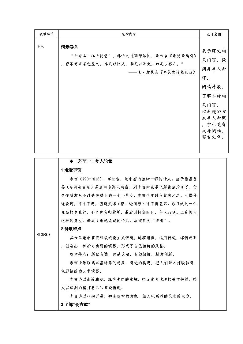 高中语文人教统编版选择性必修中册古诗诵读《李凭箜篌引》精品教案第2页