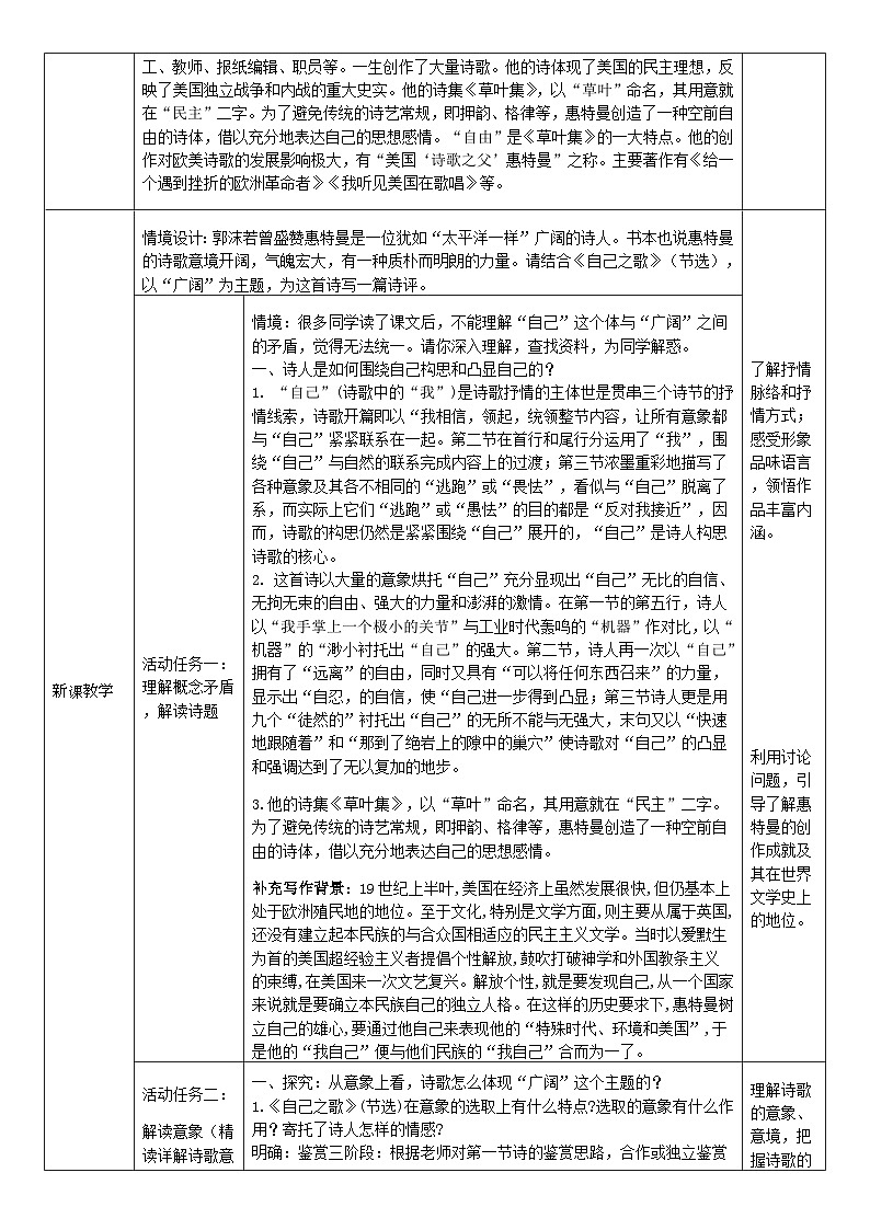 高中语文人教统编版选择性必修中册4.2.3《自己之歌（节选》精品教案第2页