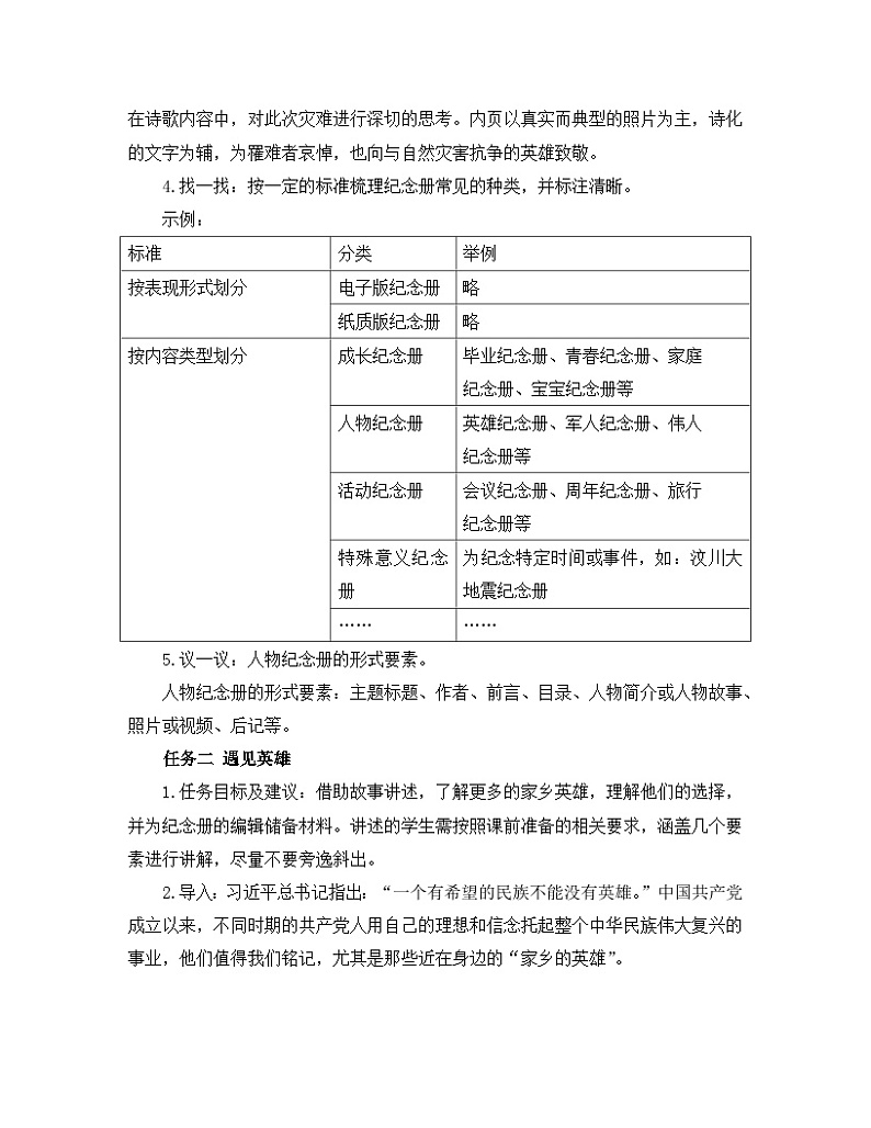 高中语文 人教统编版 选择性必修上册  第四单元《【实践活动专题】闪亮的名字：〈家乡英雄纪念册〉》教学设计第3页