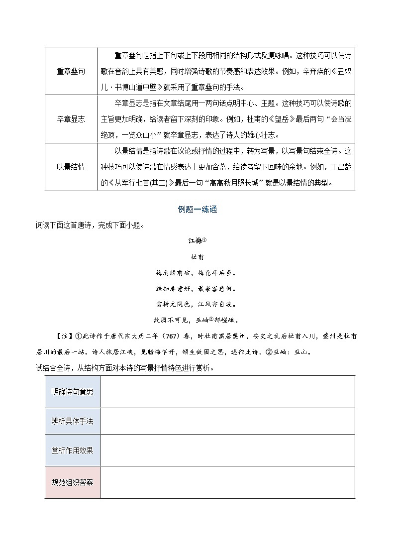 07 古诗中的结构技巧（三种变式）（古诗阅读考点变式解读·诗歌的表达技巧）-2025年高考语文古代诗歌阅读高频考点解读与变式练（新高考通用）（原卷）第2页
