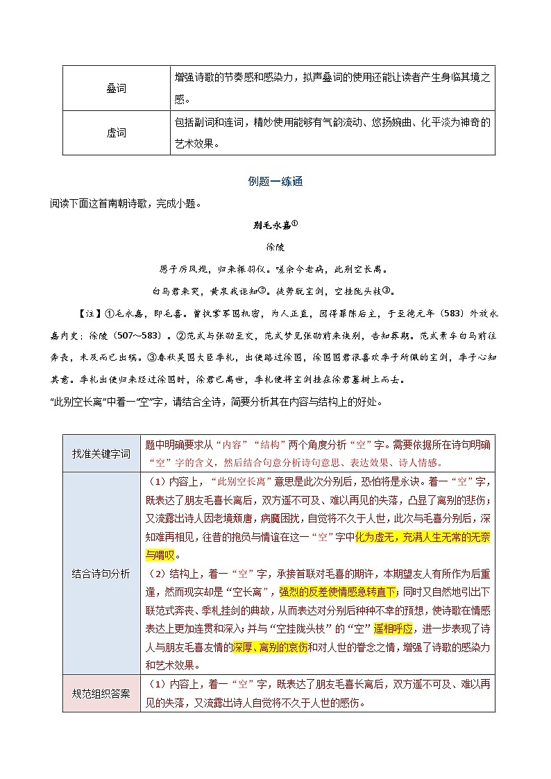 08 炼字（两种变式）（古诗阅读考点变式解读·诗歌的语言）-2025年高考语文古代诗歌阅读高频考点解读与变式练（新高考通用）（解析）第2页