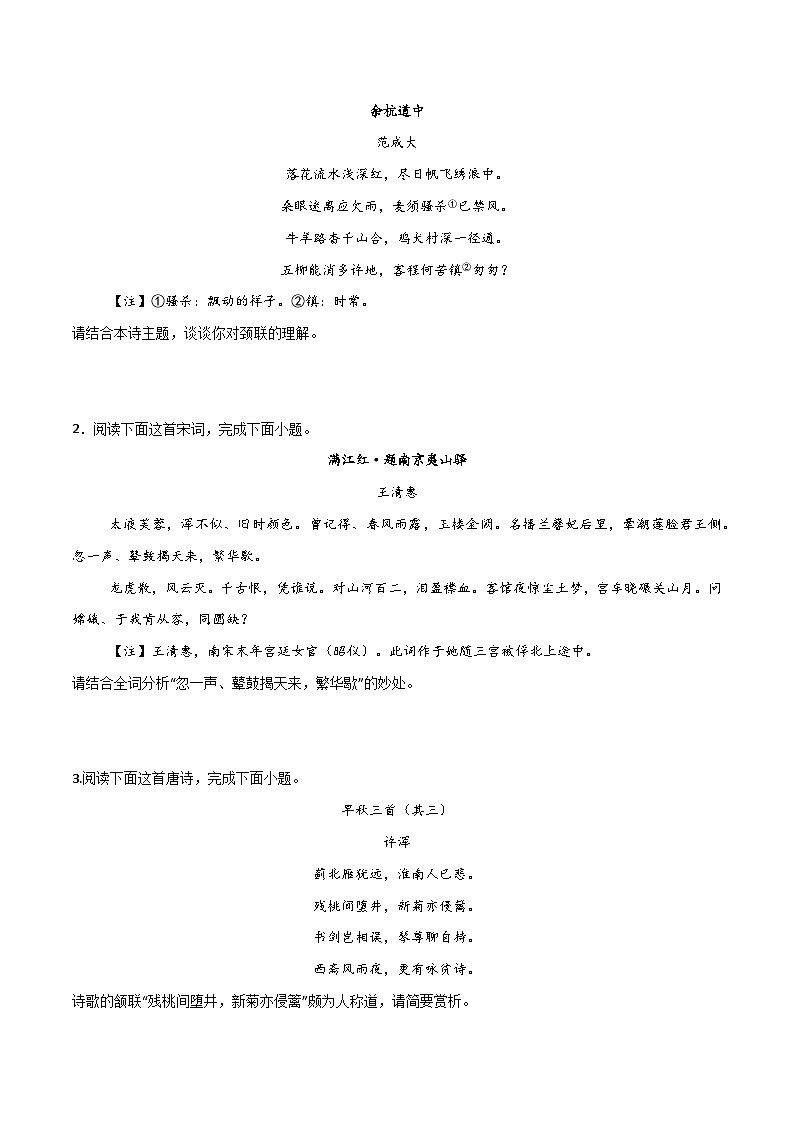 09 炼句（两种变式）（古诗阅读考点变式解读·诗歌的语言）-2025年高考语文古代诗歌阅读高频考点解读与变式练（新高考通用）（原卷）第3页