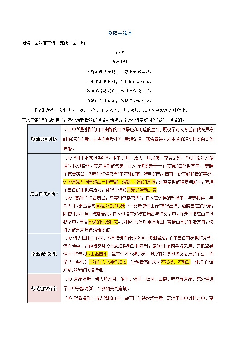 10 古诗的语言风格（三种变式）（古诗阅读考点变式解读·诗歌的语言）-2025年高考语文古代诗歌阅读高频考点解读与变式练（新高考通用）（解析）第2页