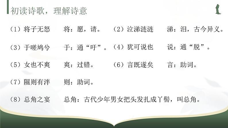 高中语文人教统编版选择性必修下册1.1.1《氓《诗经》》精品课件第6页