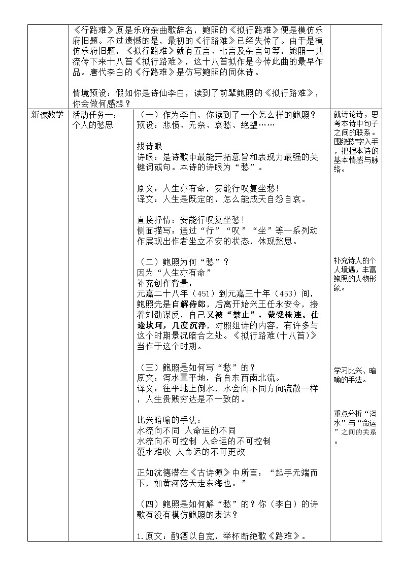 高中语文人教统编版选择性必修下册古诗诵读《拟行路难（其四）》精品教案第2页