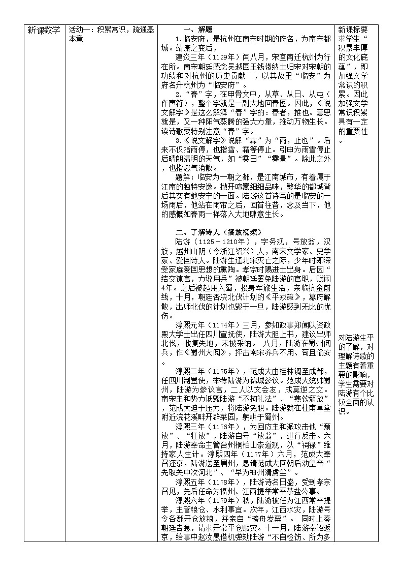 高中语文人教统编版选择性必修下册古诗诵读《临安春雨初霁》精品教案第2页