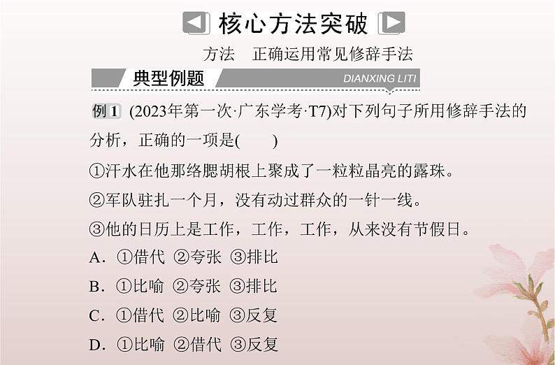 2024届高考语文学业水平测试复习专题六理解和运用常见修辞手法课件第3页