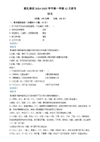 湖南省长沙市雅礼集团2024-2025学年高一上学期12月联考语文试卷Word版含解析