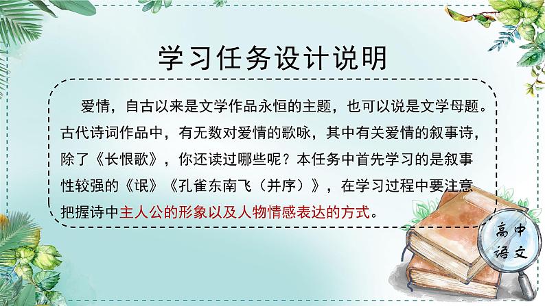 高中语文人教统编版选择性必修下册  第一单元《学习任务一：欲把深情说与谁》名师单元教学课件（3课时）第2页