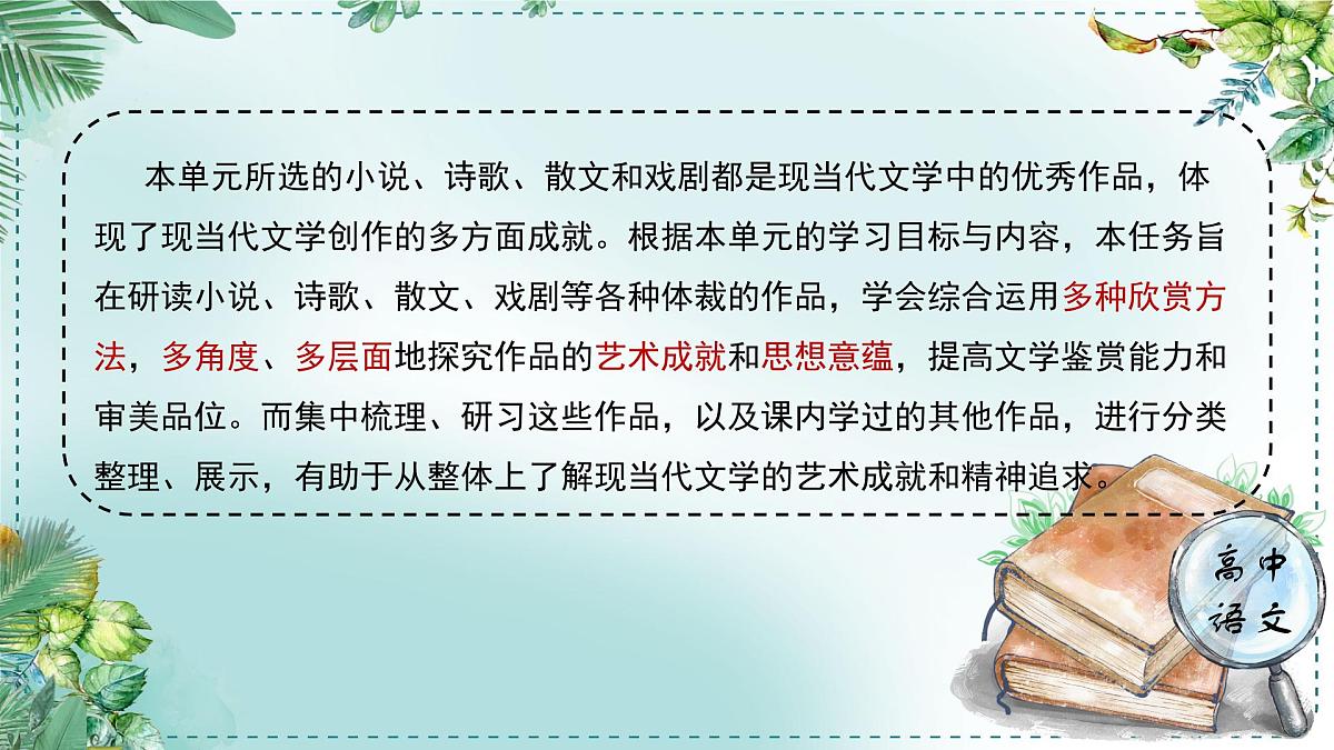 高中语文 人教统编版选择性必修下册第二单元时代镜像《学习任务一：研习作品，梳理探究》名师单元教学课件（6课时）第3页