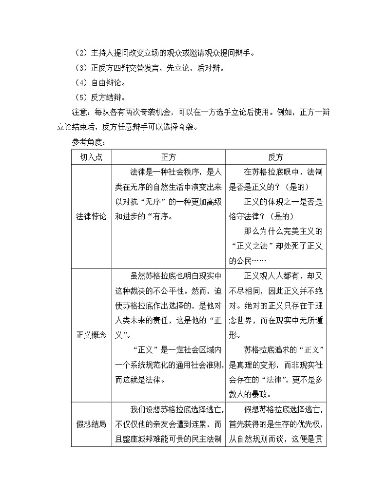 高中语文 人教统编版选择性必修中册第一单元《【实践活动专题】深思与慎辩：“人应当坚持正义”专题活动策划》教学设计第3页