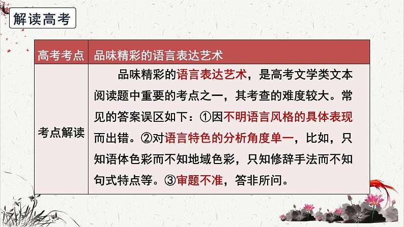 高中语文 人教统编版选择性必修下册高考考点聚焦：鉴赏文学类文本的语言表达特色 课件第6页