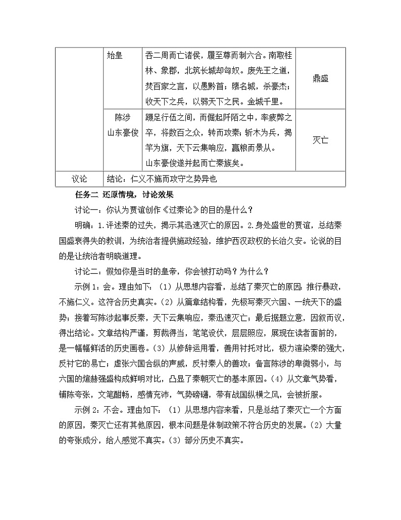 高中语文 人教统编版选择性必修中册《【阅读专题3】经验与教训：探究史论中的史识》教学设计第2页