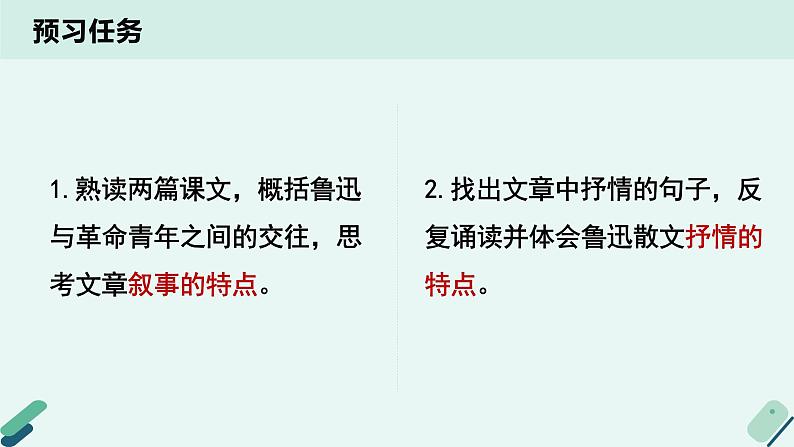 高中语文 人教统编版选择性必修中册《【阅读专题2】叙事与抒情：赏析鲁迅散文特点》教学课件第3页