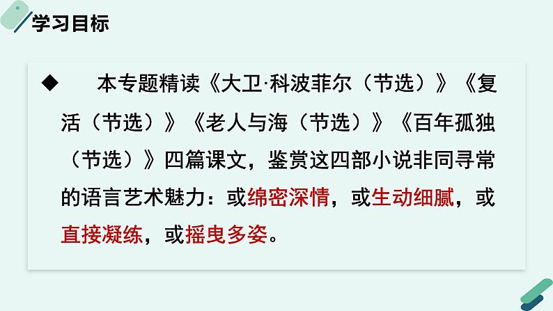 高中语文 人教统编版 选择性必修上册《【阅读专题5】生动与多姿：鉴赏小说语言的魅力》教学课件第2页