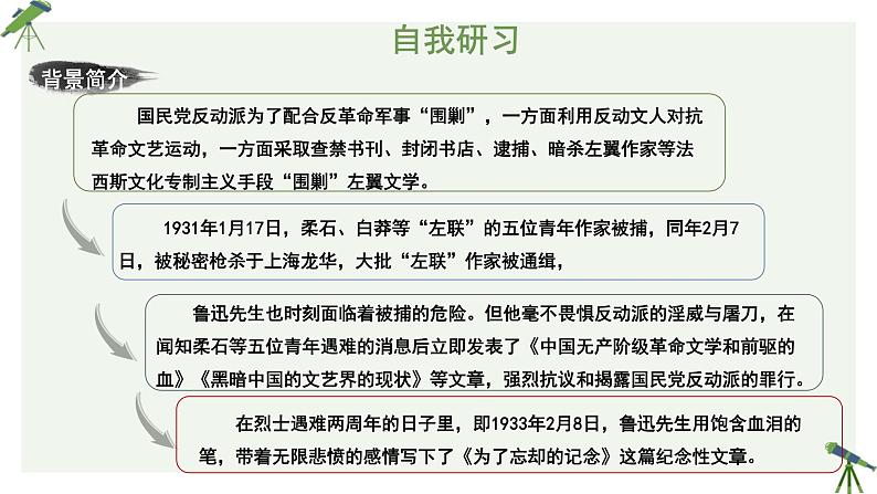 人教统编版高中语文选择性必修中册  第二单元  6*《为了忘却的记念》参考课件第6页