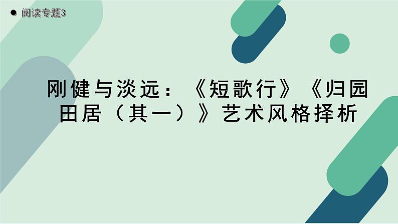 人教统编版高中语文必修上册  第二单元 7*《【阅读专题3】刚健与淡远：〈短歌行〉〈归园田居（其一）〉艺术风格择析》教学课件第1页