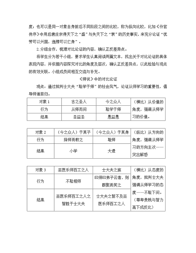 人教统编版高中语文必修上册《【阅读专题3】比较与鉴别：对比论证赏析》教学设计第2页