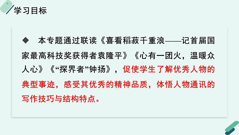 人教统编版高中语文必修上册《【阅读专题1】精雕细琢塑典型：分析人物通讯的材料和结构》教学课件第2页