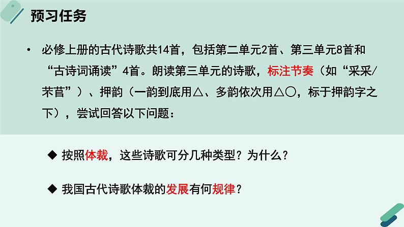 人教统编版高中语文必修上册《【阅读专题1】源与流：古典诗歌的体裁》教学课件第3页