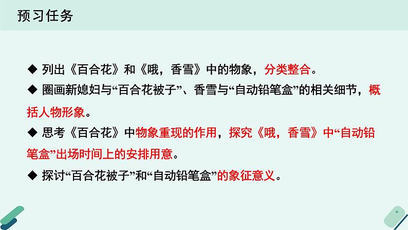 人教统编版高中语文必修上册《【阅读专题4】管中窥豹：物象，读出小说的多重境界》教学课件第3页